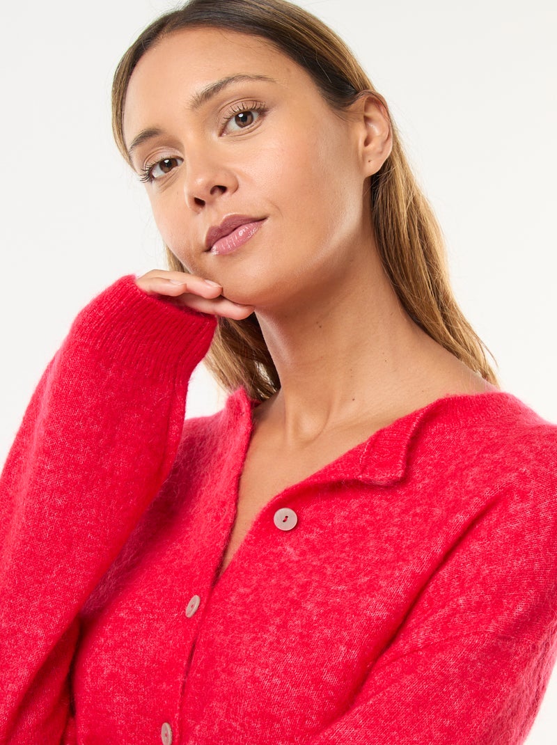 Gilet en mohair et laine mélangé Rouge - Kiabi