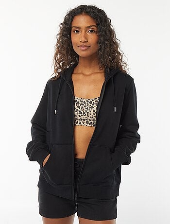 Gilet en molleton pour femme à capuche zippé