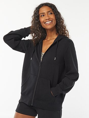 Gilet en molleton pour femme à capuche zippé