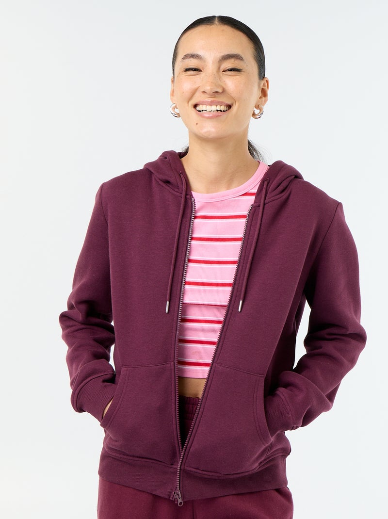 Gilet en molleton pour femme à capuche zippé Rose - Kiabi