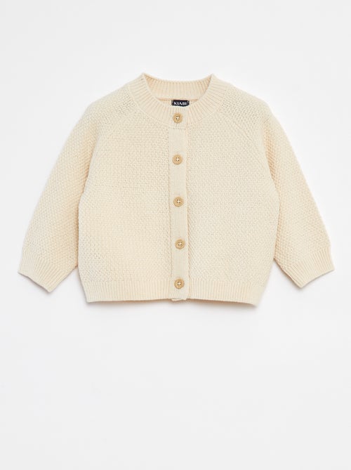 Gilet en point mousse avec ouverture boutonnée - Kiabi