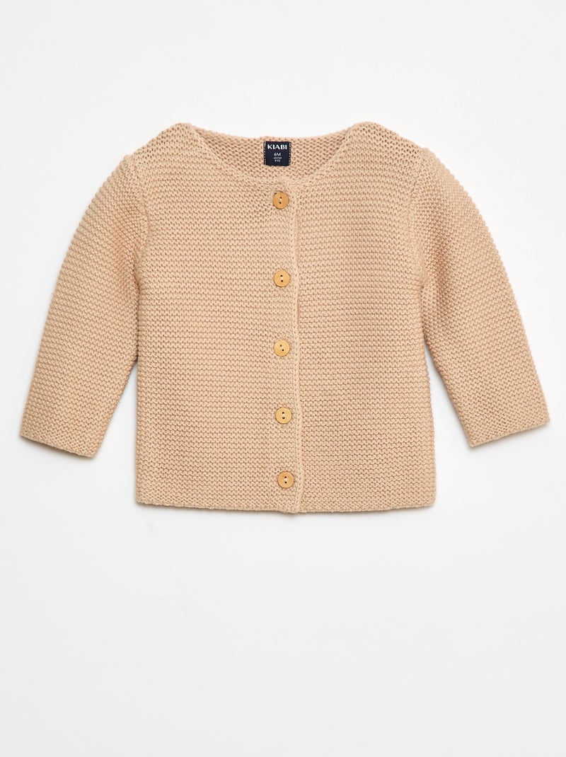 Gilet en point mousse Beige - Kiabi