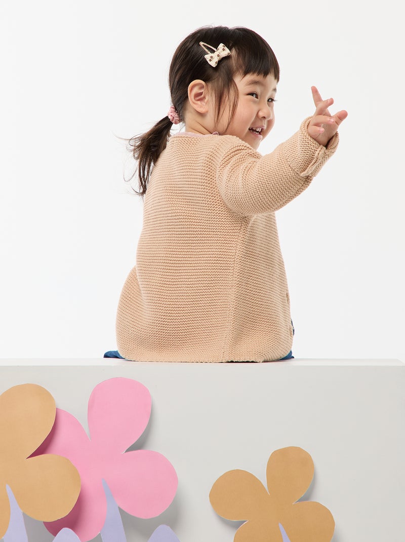 Gilet en point mousse Beige - Kiabi