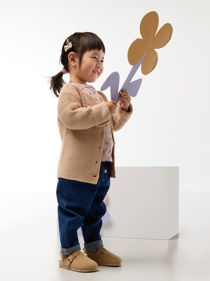 Gilet en point mousse Beige - Kiabi