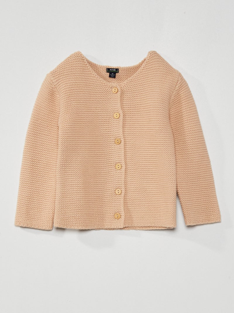 Gilet en point mousse Beige - Kiabi