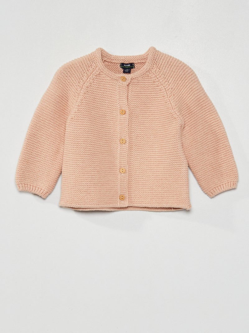Gilet en point mousse BEIGE - Kiabi