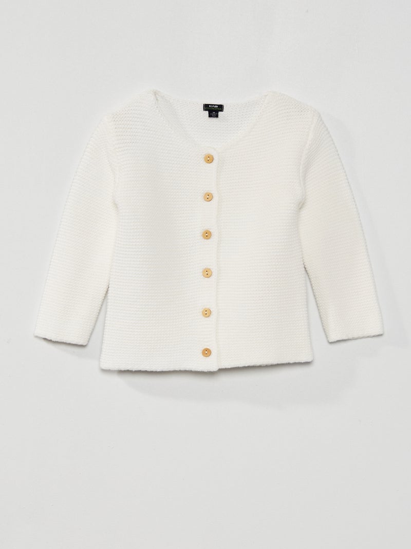 Gilet en point mousse blanc - Kiabi