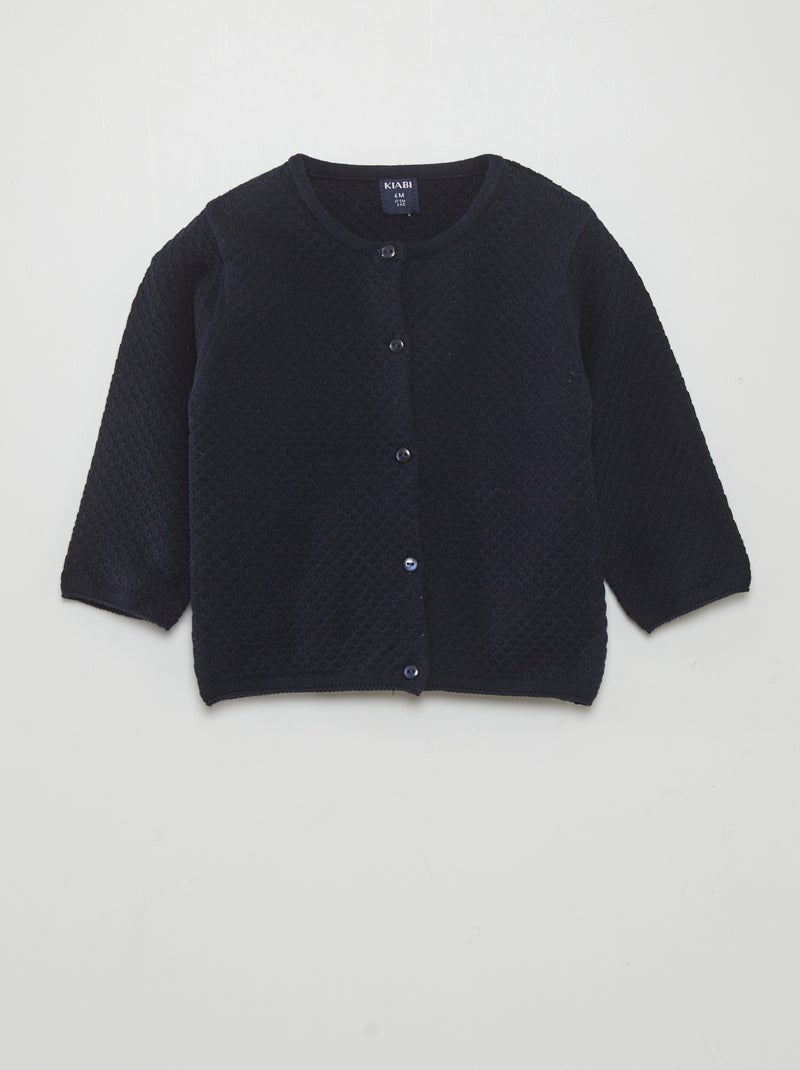 Gilet en point mousse Bleu - Kiabi