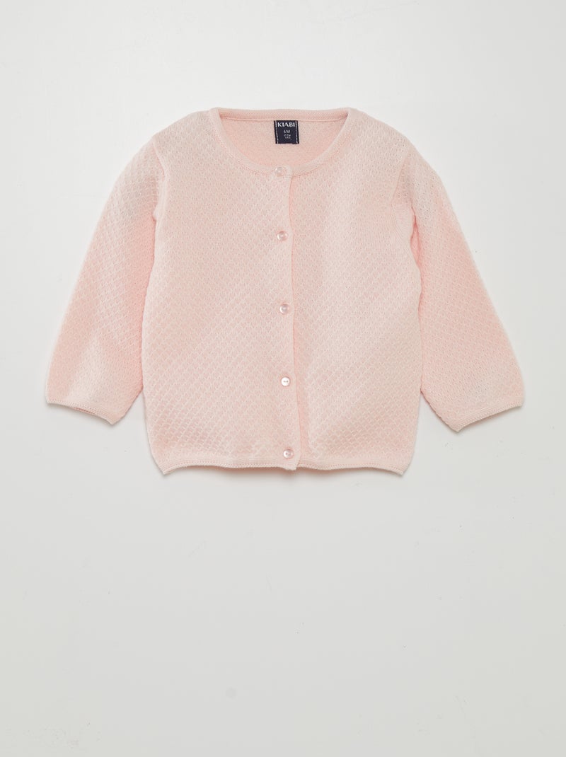 Gilet en point mousse Rose - Kiabi