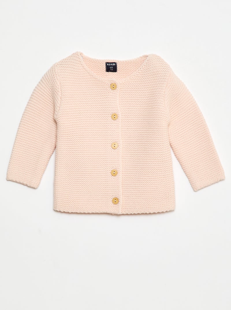 Gilet en point mousse Rose - Kiabi