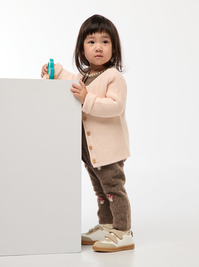 Gilet en point mousse Rose - Kiabi