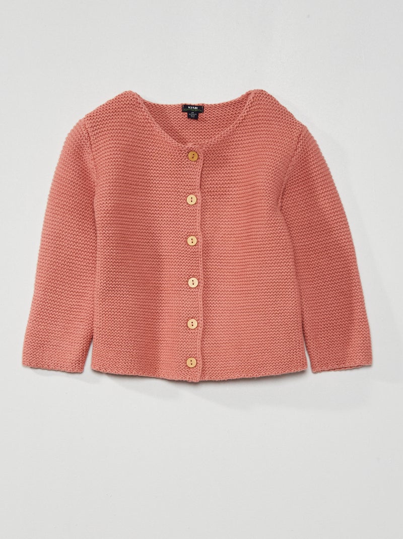 Gilet en point mousse Rose foncé - Kiabi