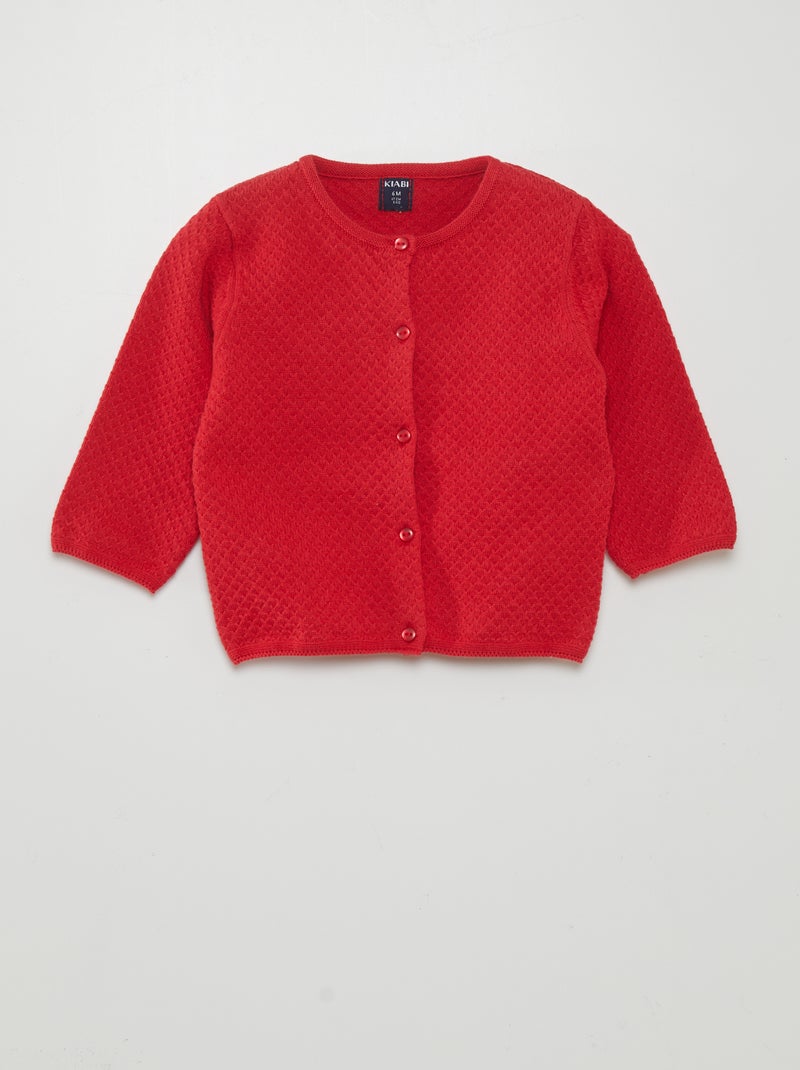 Gilet en point mousse Rouge - Kiabi