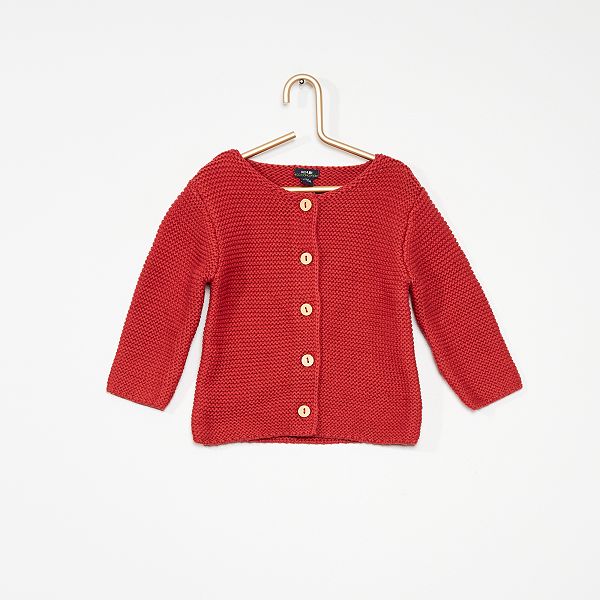 Gilet En Point Mousse Bebe Fille Rouge Kiabi 9 00