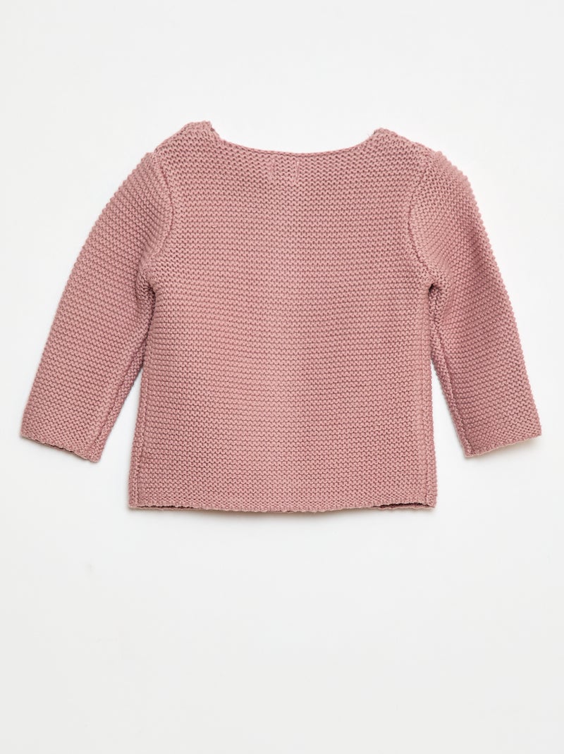 Gilet en point mousse Vieux rose - Kiabi