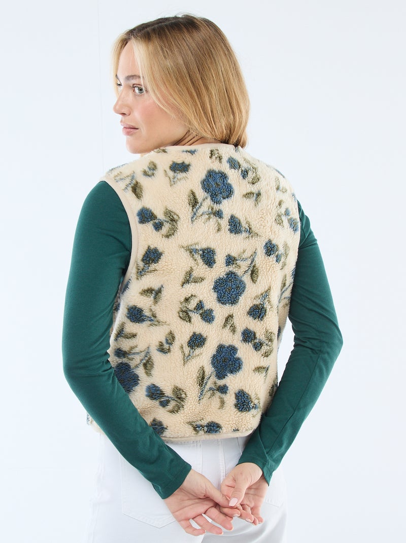 Gilet en sherpa sans manches Beige - Kiabi