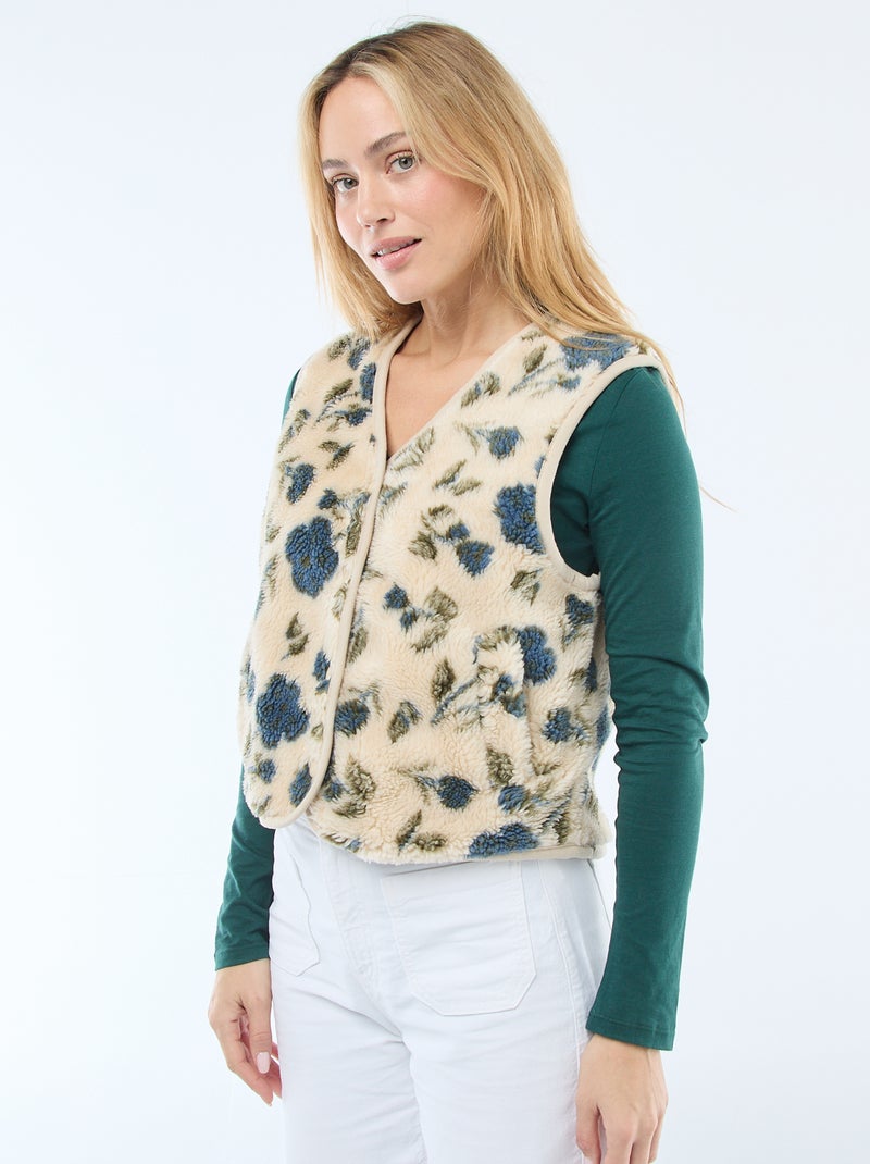 Gilet en sherpa sans manches Beige - Kiabi