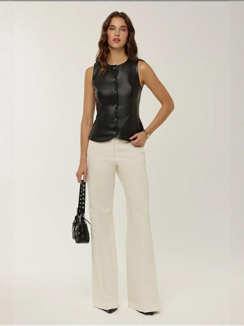 Gilet en similicuir Noir - Kiabi