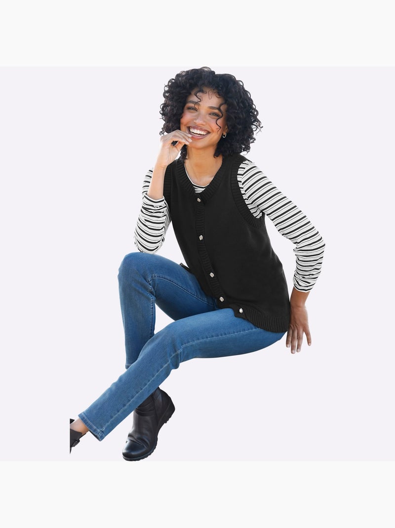 Gilet en tricot - taille standard - helline Noir - Kiabi