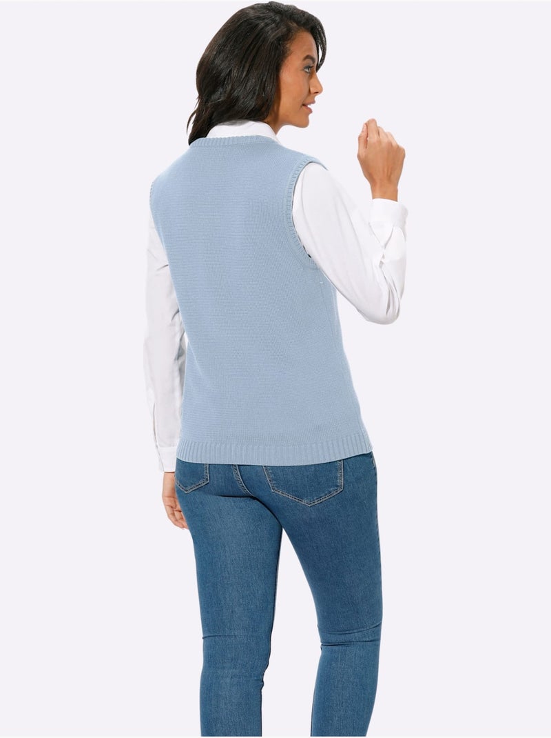 Gilet en tricot 50% coton - taille standard - witt Bleu ciel - Kiabi