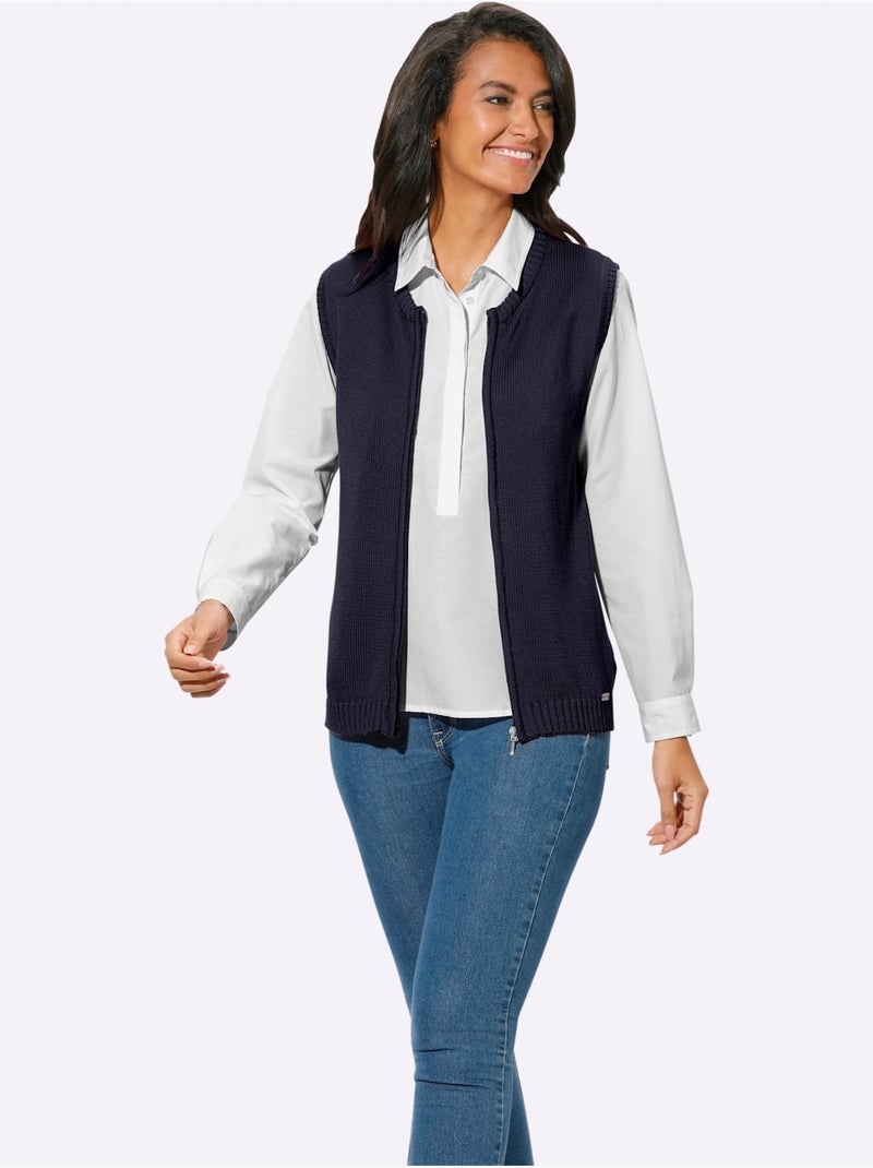 Gilet en tricot 50% coton - taille standard - witt Bleu marine - Kiabi