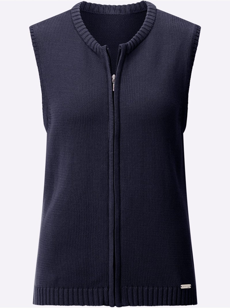 Gilet en tricot 50% coton - taille standard - witt Bleu marine - Kiabi