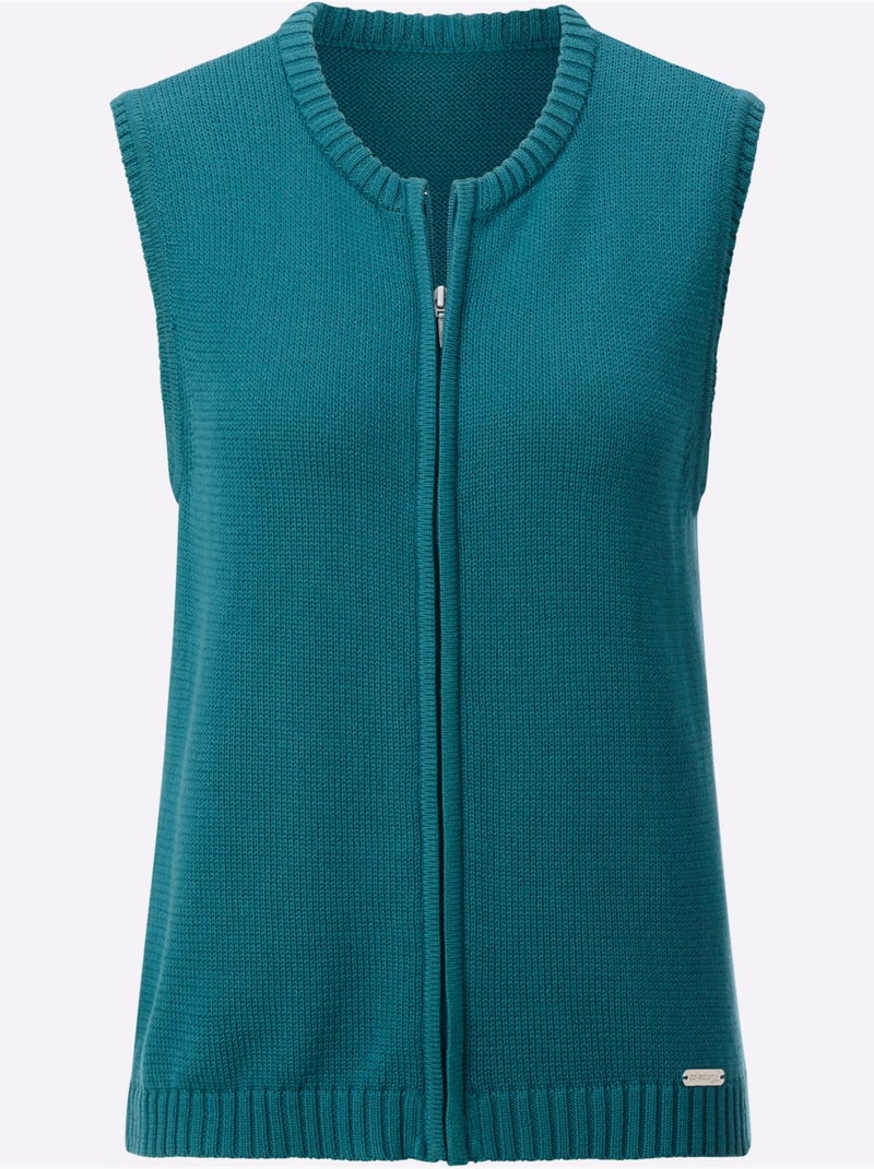 Gilet en tricot 50% coton - taille standard - witt Bleu pétrole - Kiabi