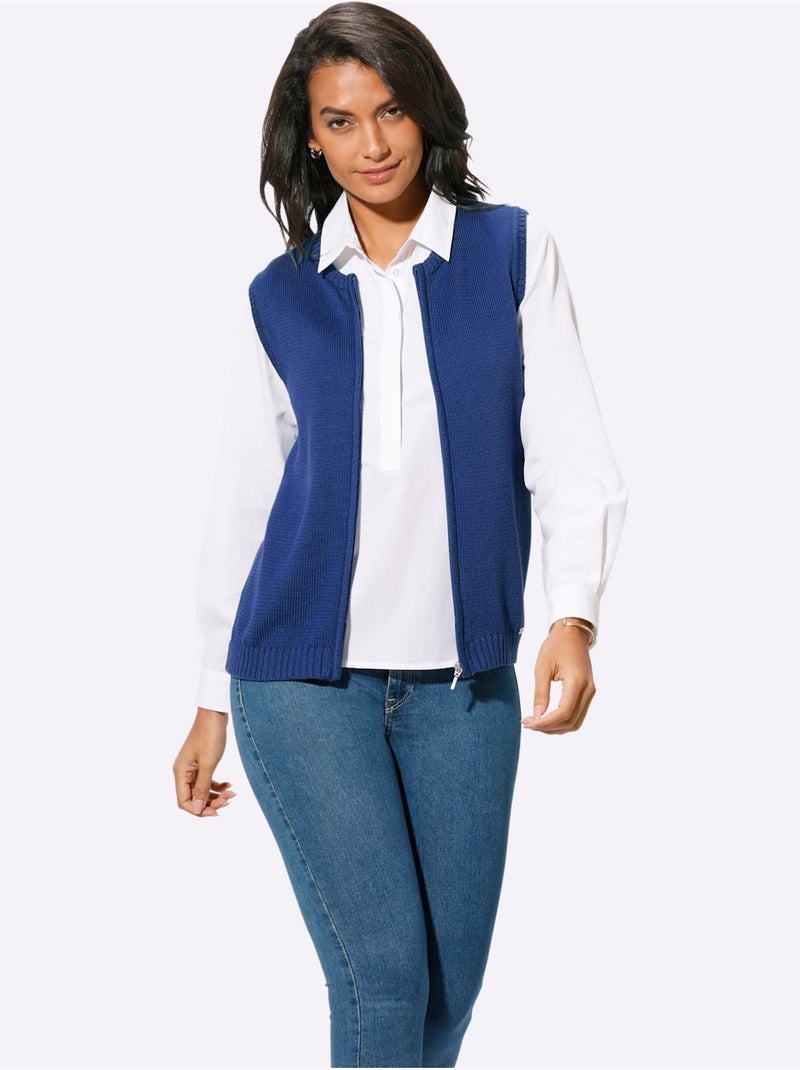 Gilet en tricot 50% coton - taille standard - witt Bleu roi - Kiabi