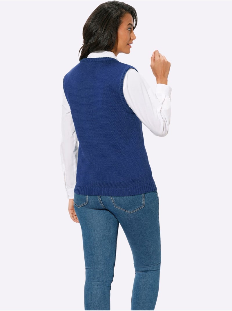 Gilet en tricot 50% coton - taille standard - witt Bleu roi - Kiabi