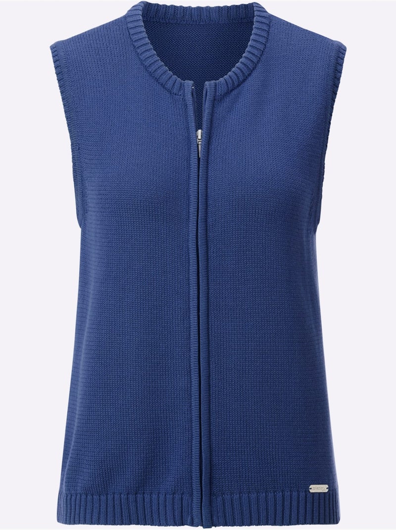 Gilet en tricot 50% coton - taille standard - witt Bleu roi - Kiabi