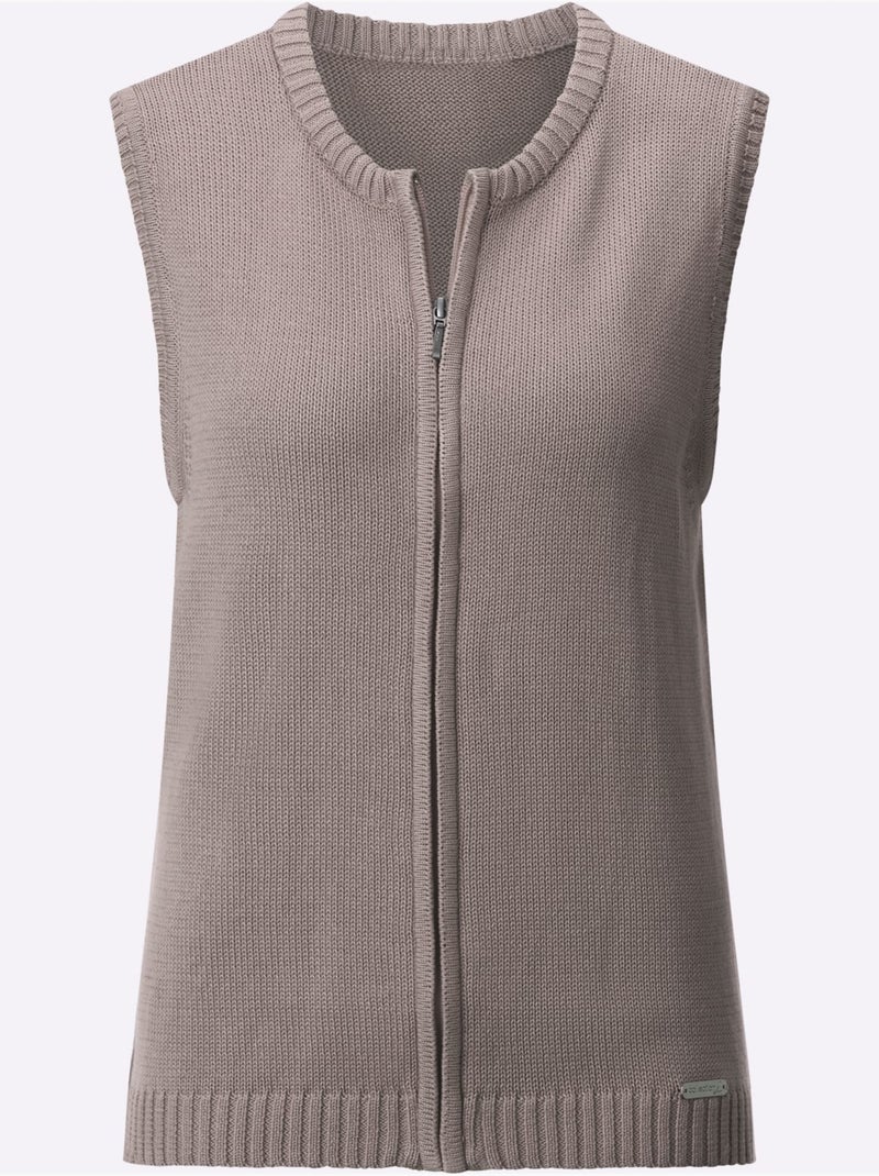 Gilet en tricot 50% coton - taille standard - witt Gris taupe - Kiabi