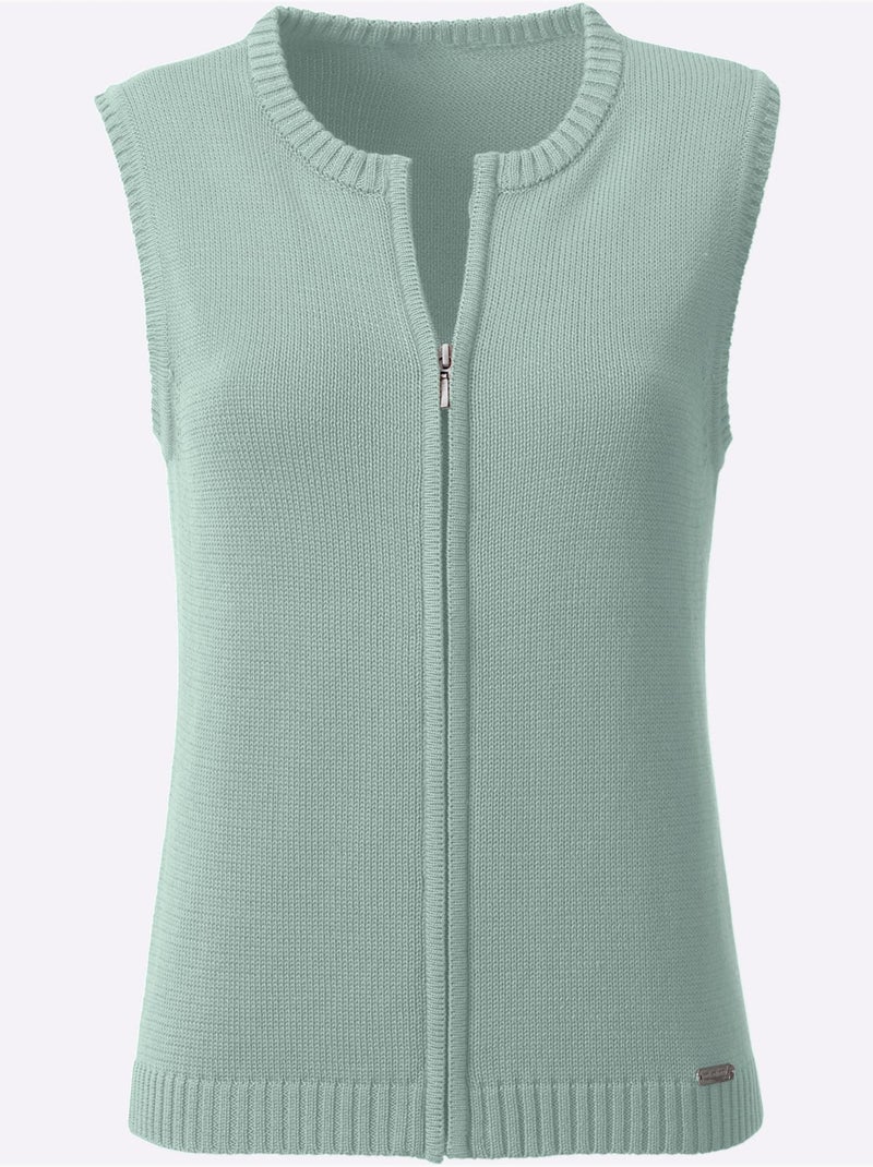 Gilet en tricot 50% coton - taille standard - witt Menthe - Kiabi