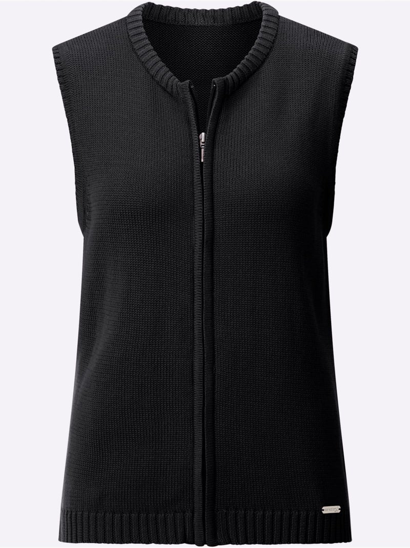 Gilet en tricot 50% coton - taille standard - witt Noir - Kiabi