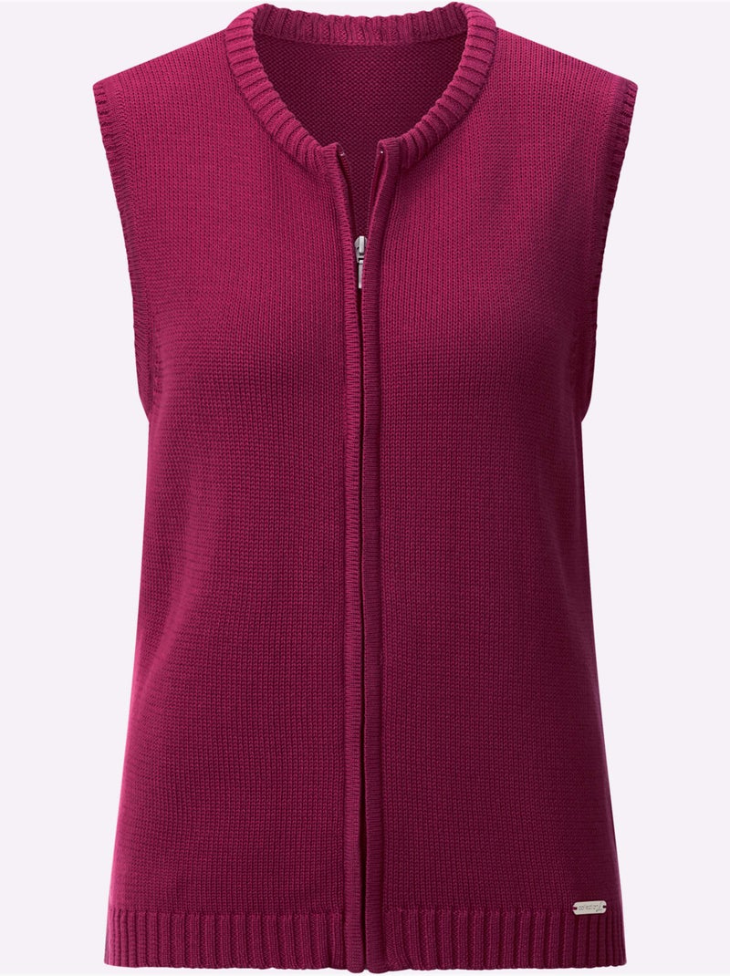 Gilet en tricot 50% coton - taille standard - witt Rose fushia - Kiabi