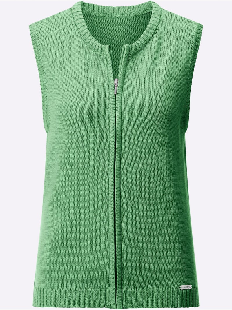 Gilet en tricot 50% coton - taille standard - witt Vert clair - Kiabi