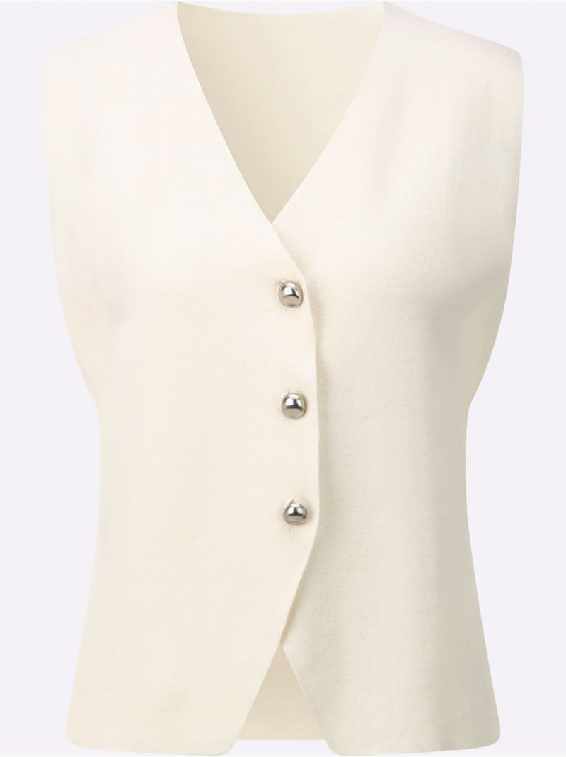 Gilet En Tricot 50% Viscose (ecovero) - Taille Standard - Witt Ivoire - Kiabi