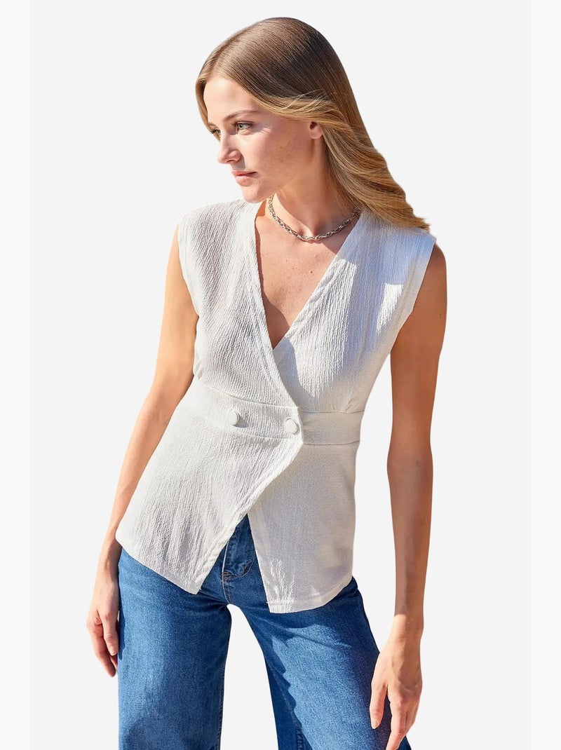Gilet en tricot à boutons détaillés bdart Blanc - Kiabi