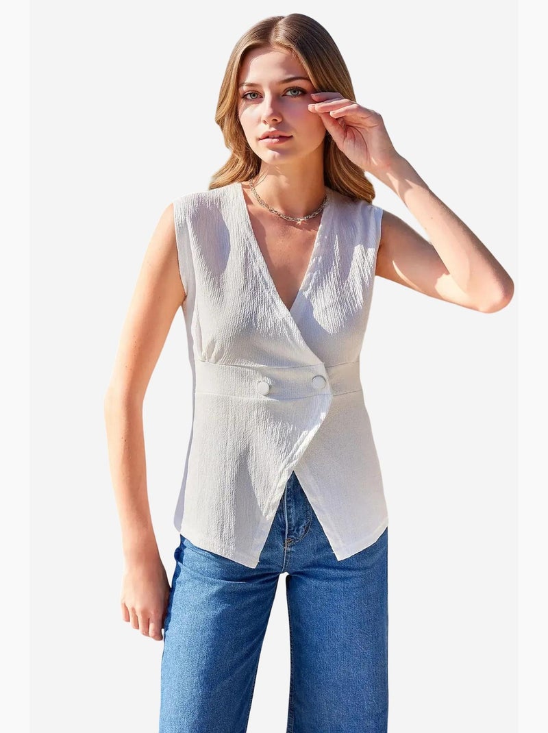 Gilet en tricot à boutons détaillés bdart Blanc - Kiabi