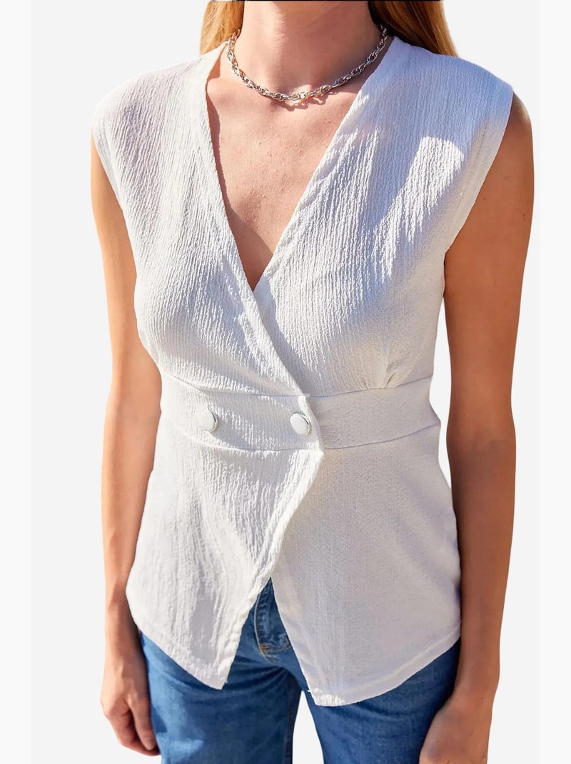 Gilet en tricot à boutons détaillés bdart Blanc - Kiabi