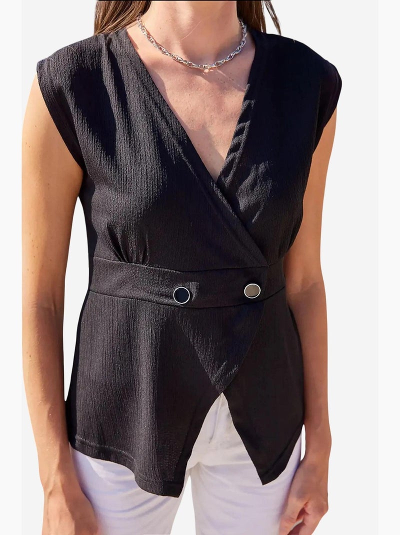 Gilet en tricot à boutons détaillés bdart Noir - Kiabi