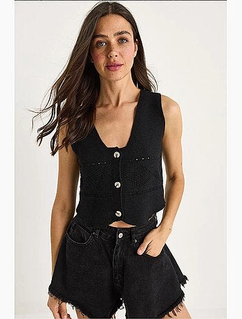Gilet en tricot à bretelles épaisses et col en v lucci