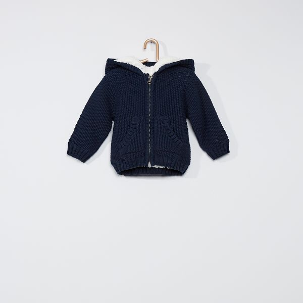 Gilet En Tricot A Capuche Oreilles Bebe Garcon Bleu Marine Kiabi 18 00