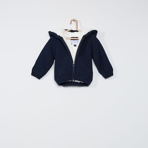 Gilet En Tricot A Capuche Oreilles Bebe Garcon Bleu Marine Kiabi 18 00