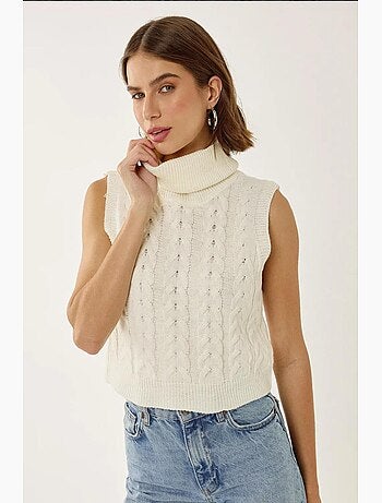 Gilet en tricot à col roulé avec motif de tresses hiccup