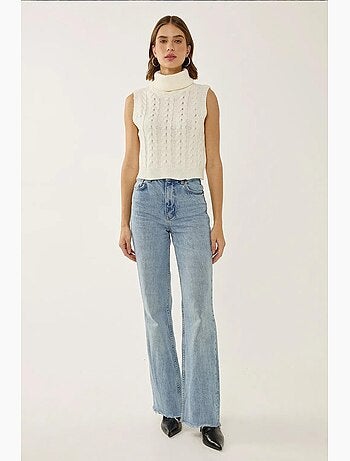 Gilet en tricot à col roulé avec motif de tresses hiccup