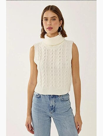 Gilet en tricot à col roulé avec motif de tresses hiccup
