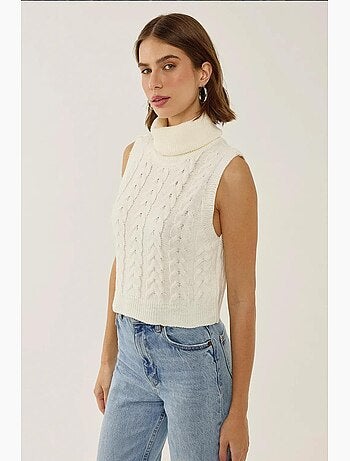 Gilet en tricot à col roulé avec motif de tresses hiccup
