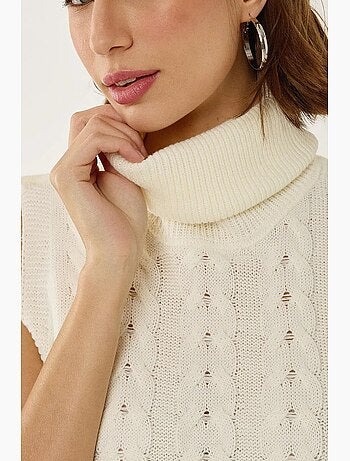 Gilet en tricot à col roulé avec motif de tresses hiccup