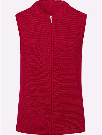 Gilet en tricot avec zip et motif discret devant - taille standard - moda vilona