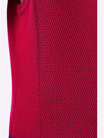 Gilet en tricot avec zip et motif discret devant - taille standard - moda vilona